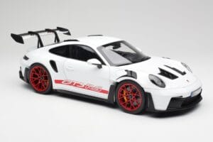 Porsche 911 992 GT3 RS Alb & Pyro Roșu Norev 1:12 127530 Metal - imaginea 4 din 6