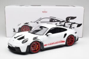 Porsche 911 992 GT3 RS Alb & Pyro Roșu Norev 1:12 127530 Metal - imaginea 6 din 6