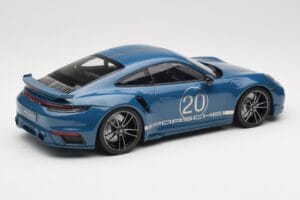 Porsche 911 992 Turbo S Sport Design Package Gentian Blue Metallic Minichamps 1:18 155069170 Metal - imaginea 2 din 6