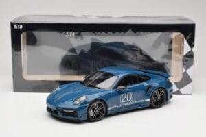 Porsche 911 992 Turbo S Sport Design Package Gentian Blue Metallic Minichamps 1:18 155069170 Metal - imaginea 6 din 6