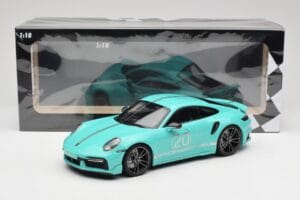Porsche 911 992 Turbo S Sport Design Package Racing Green Minichamps 1:18 155069175 Metal - imaginea 6 din 6