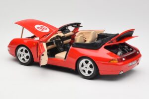 Porsche 911 993 Carrera Cabriolet Roșu Bburago 1:18 3090 Metal - imaginea 5 din 8