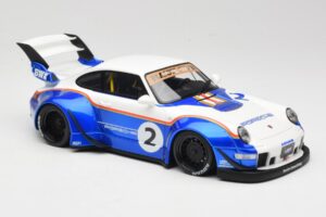 Porsche 911 993 RWB X Liberty Walk Alb Cu Albastru GT Spirit 1:18 GT530 Rășină - imaginea 4 din 8