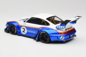 Porsche 911 993 RWB X Liberty Walk Alb Cu Albastru GT Spirit 1:18 GT530 Rășină - imaginea 5 din 8