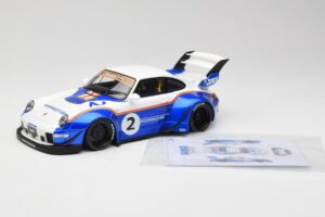 Porsche 911 993 RWB X Liberty Walk Alb Cu Albastru GT Spirit 1:18 GT530 Rășină - imaginea 7 din 8
