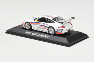 Porsche 911 997 GT3 RSR Alb Cu Dungi Albastre și Portocalii 2007 Minichamps 1:43 WAP02000618 Metal - imaginea 3 din 4