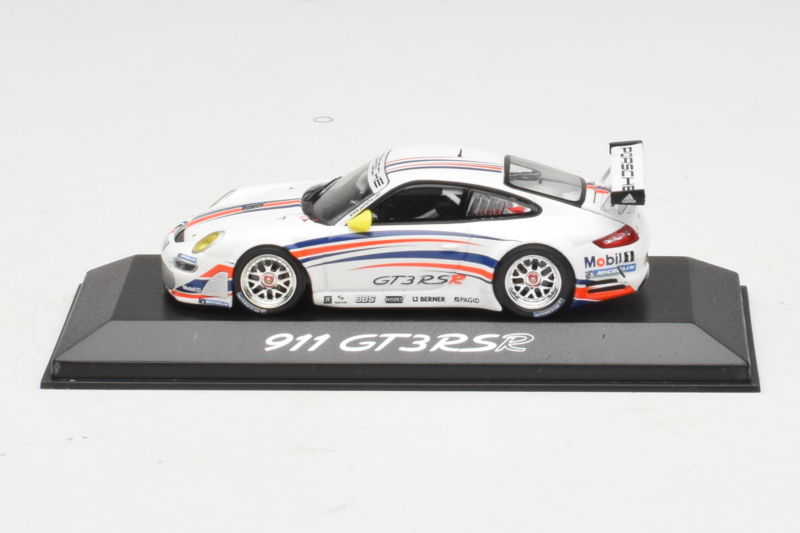Porsche 911 997 GT3 RSR Alb Cu Dungi Albastre și Portocalii 2007 Minichamps 1:43 WAP02000618 Metal
