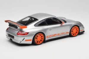 Porsche 911 997.1 GT3 RS Argintiu cu Jante Portocalii Minichamps 1:18 155062120 Metal - imaginea 2 din 6