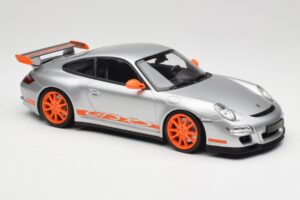 Porsche 911 997.1 GT3 RS Argintiu cu Jante Portocalii Minichamps 1:18 155062120 Metal - imaginea 4 din 6
