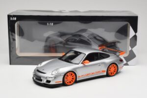 Porsche 911 997.1 GT3 RS Argintiu cu Jante Portocalii Minichamps 1:18 155062120 Metal - imaginea 6 din 6