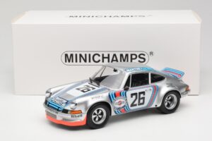 Porsche 911 Carrera RSR Group 4 GT #26 Martini Racing H. Muller / G. van Lennep GT Class Winner 1000 km Dijon 1973 Minichamps - imaginea 6 din 6