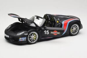 Porsche 918 Spyder Weissach Package Matt Black With Martini Stripes Minichamps 1:18 110062445 Metal - imaginea 2 din 8
