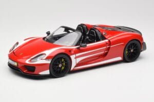 Porsche 918 Spyder Weissach Package Roșu & Dungi Albe Minichamps 1:18 110062442 Metal