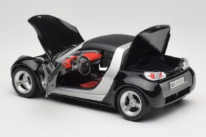 Smart Roadster Negru Bburago 1:18 34099-M1 Metal - imaginea 5 din 8