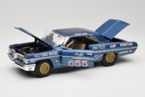 Pontiac Catalina Super Duty Super Stock #655 Albastru 1962 Auto World 1:18 AW201/06 Metal - imaginea 2 din 8