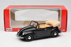 Volkswagen Broscuța Cabriolet Negru Maisto 1:18 37800-M6 Metal - imaginea 8 din 8