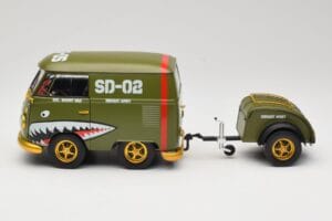 Volkswagen Kool Kombi Army Fighter Green Solido 1:18 S1810901 Metal - imaginea 4 din 8