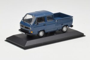 Volkswagen T3 Double Cab Flatbed Albastru Minichamps 1:43 400055260 Metal - imaginea 3 din 4
