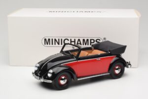 Volkswagen Beetle Cabriolet Negru & Roșu Minichamps 1:18 107054132 Rășină - imaginea 6 din 6