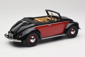 Volkswagen Beetle Hebmuller Cabriolet Negru & Roșu Minichamps 1:18 107054230 Rășină - imaginea 2 din 6