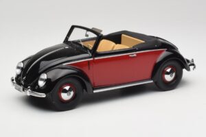 Volkswagen Beetle Hebmuller Cabriolet Negru & Roșu Minichamps 1:18 107054230 Rășină