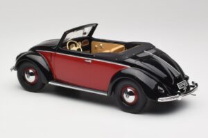 Volkswagen Beetle Hebmuller Cabriolet Negru & Roșu Minichamps 1:18 107054230 Rășină - imaginea 5 din 6
