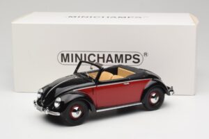 Volkswagen Beetle Hebmuller Cabriolet Negru & Roșu Minichamps 1:18 107054230 Rășină - imaginea 6 din 6