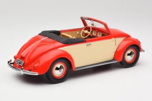 Volkswagen Beetle Hebmuller Cabriolet Roșu & Crem Minichamps 1:18 107054231 Rășină - imaginea 2 din 6