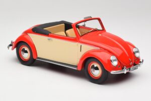 Volkswagen Beetle Hebmuller Cabriolet Roșu & Crem Minichamps 1:18 107054231 Rășină - imaginea 4 din 6