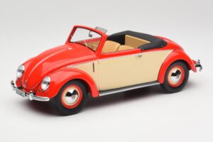 Volkswagen Beetle Hebmuller Cabriolet Roșu & Crem Minichamps 1:18 107054231 Rășină