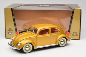 Volkswagen Beetle Auriu Bburago 1:18 3361 Metal - imaginea 8 din 8