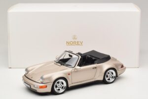 Porsche 911 964 Turbo Look Cabriolet Zermatt Silver Norev 1:18 187140 Metal - imaginea 8 din 8
