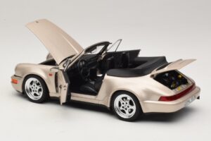 Porsche 911 964 Turbo Look Cabriolet Zermatt Silver Norev 1:18 187140 Metal - imaginea 5 din 8