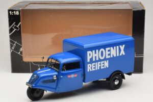 Tempo Hanseat Furgonetă cu Trei Roți Phoenix Blue Minichamps 1:18 180099040 Metal - imaginea 6 din 6