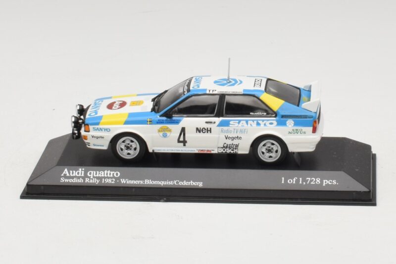 Audi Quattro #4 S. Blomqvist / B. Cederberg Rally Sweden Winner 1982 Minichamps 1:43 430821904 Metal