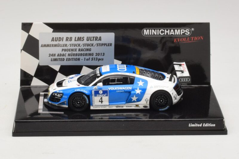Audi R8 LMS Ultra #4 Phoenix Racing Ammermuller / H-J. Stuck 24 Hours of Nurburgring 2013 Minichamps 1:43 Audi R8 LMS Ultra #4 Phoenix Racing Ammermuller / H-J. Stuck 24 Hours of Nurburgring 2013 Minichamps 1:43 437131304 Metal