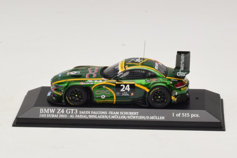 BMW Z4 GT3 Saudi Falcons #24 Al Faisal / Binladen 24 Hours of Dubai 2013 Minichamps 1:43 437132424 Metal