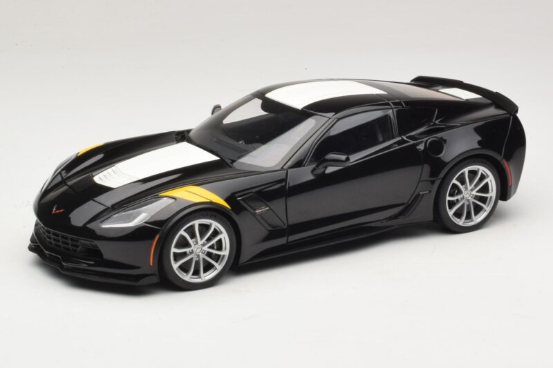 Chevrolet Corvette C7 Grand Sport Negru cu Dungi Albe AUTOart 1:18 71273 Compozit