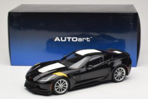 Chevrolet Corvette C7 Grand Sport Negru cu Dungi Albe AUTOart 1:18 71273 Compozit - imaginea 8 din 8