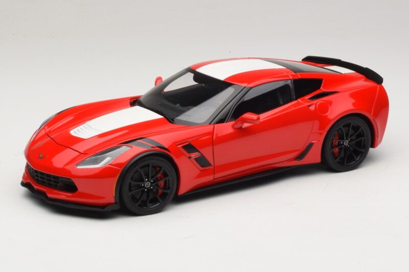 Chevrolet Corvette C7 Grand Sport Roșu cu Dungi Albe AUTOart 1:18 71274 Compozit