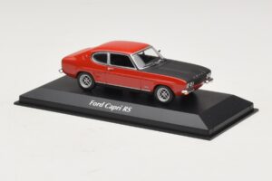 Ford Capri I Roșu cu Capotă Neagră Maxichamps 1:43 940085801 Metal - imaginea 3 din 4
