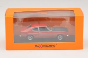 Ford Capri I Roșu cu Capotă Neagră Maxichamps 1:43 940085801 Metal - imaginea 4 din 4