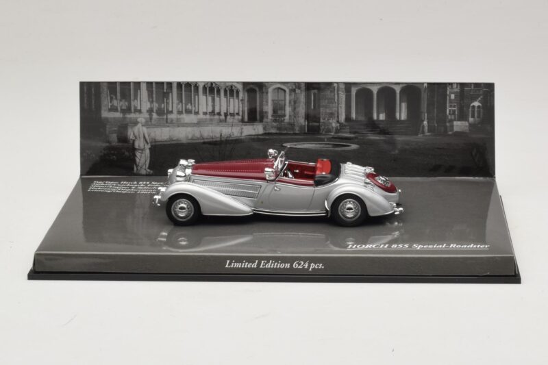 Horch 855 Spezial Roadster Argintiu Roșu Minichamps 1:43 436014206 Metal