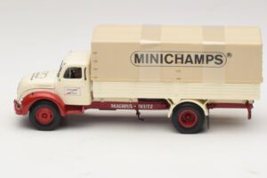 Magirus-Deutz S 7500 Jupiter Camion cu Platformă Alb Roșu Minichamps 1:43 439141022 Metal - imaginea 3 din 6