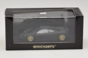 McLaren F1 GTR Prototype Negru Mat Cu Jante Aurii Minichamps 1:43 MCLAREN008 Metal - imaginea 4 din 4