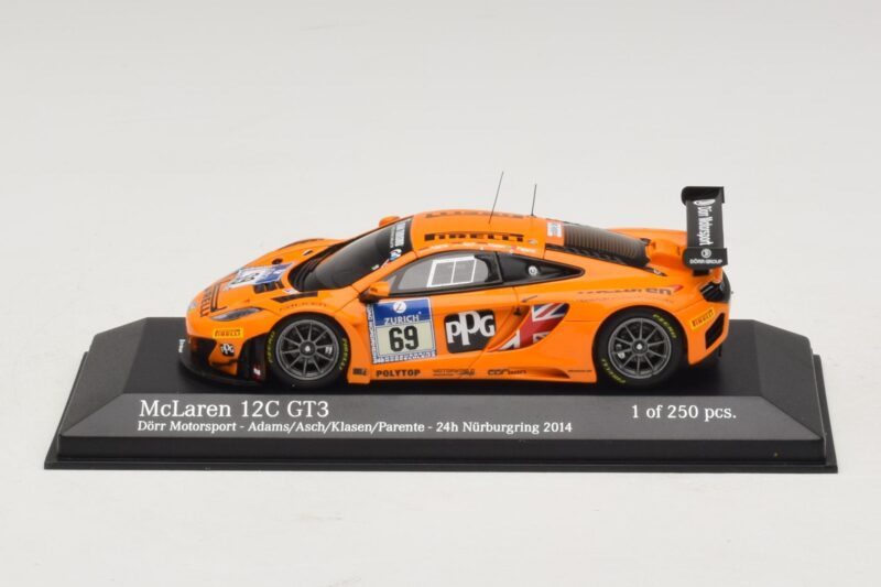 McLaren MP4-12C GT3 #69 Dorr Motorsport Adams / S. Asch 24 Hours of Nurburgring 2014 Minichamps 1:43 McLaren MP4-12C GT3 #69 Dorr Motorsport Adams / S. Asch 24 Hours of Nurburgring 2014 Minichamps 1:43 437141369 Metal