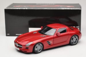 Mercedes SLS AMG C197 Roșu Metalizat Minichamps 1:18 100039020 Metal - imaginea 8 din 8