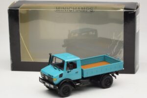 Mercedes Unimog 1300 L Camion cu Platformă Albastru Minichamps 1:43 439033020 Metal - imaginea 6 din 6