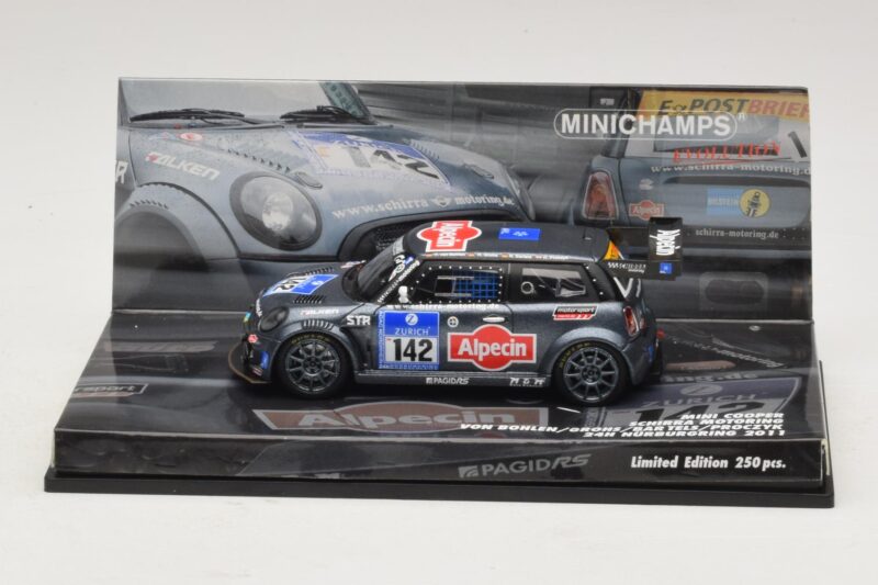 Mini Cooper #142 Von Bohlen / F. Grohs Schirra Motorsport Nurburgring 24 Hours 2011 Minichamps 1:43 Mini Cooper #142 Von Bohlen / F. Grohs Schirra Motorsport Nurburgring 24 Hours 2011 Minichamps 1:43 43112142 Metal