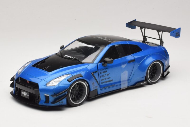 Nissan GT-R R35 Liberty Walk Work T2 Albastru Metalizat Solido 1:18 S1805801 Metal
